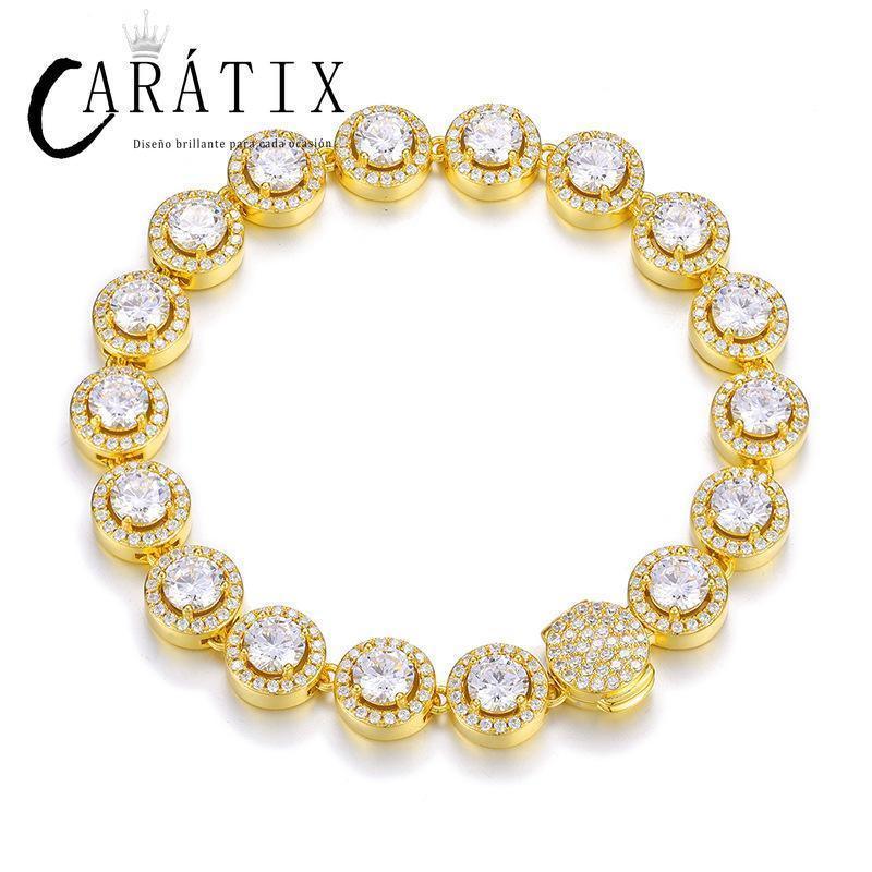 CARÁTIX Iced Out Round CZ Tennis Link Chain Necklace for Men - CaratixJewelry